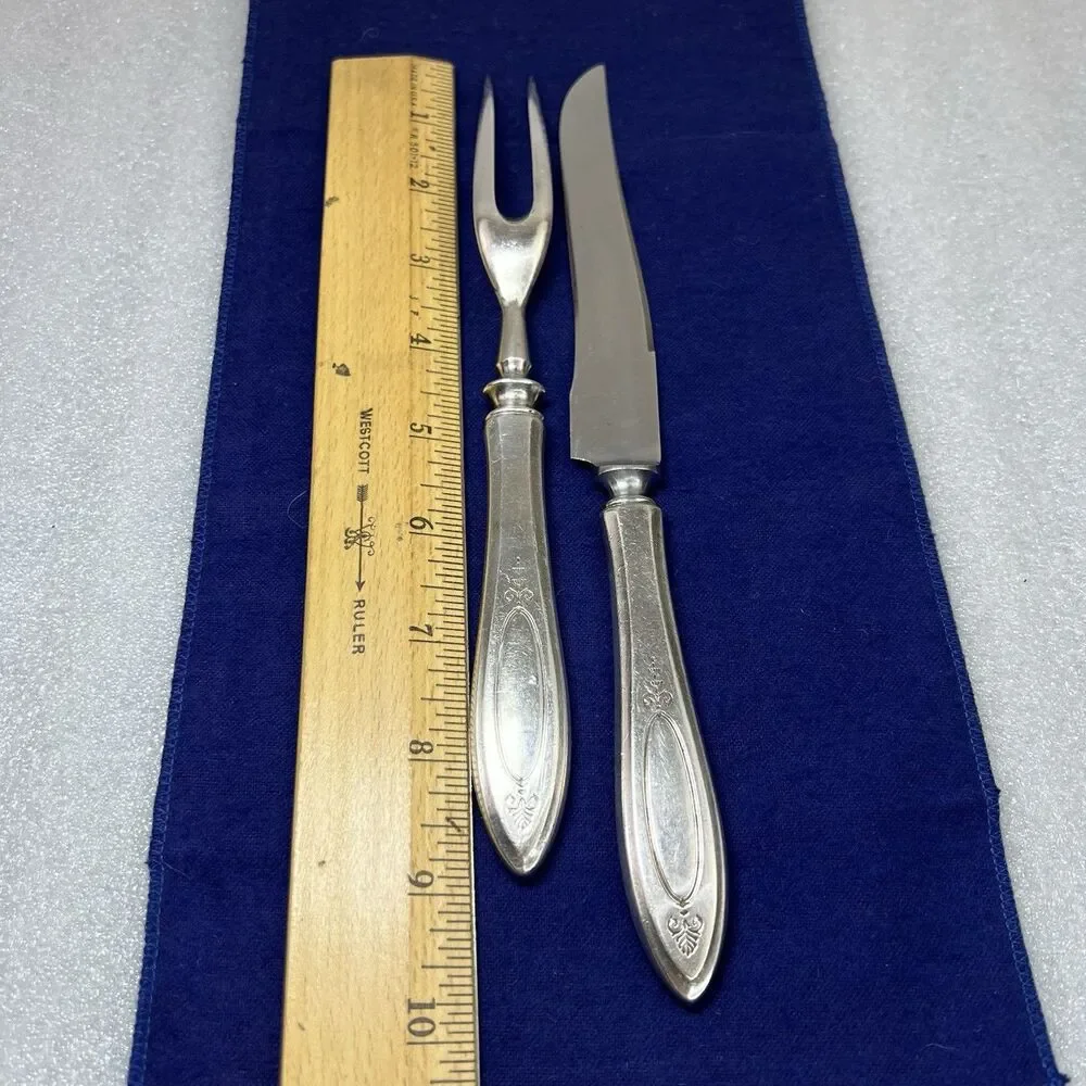 Oneida Community Plate Adam 1917 Carving Set Carving Knife & Fork Hollow Handle